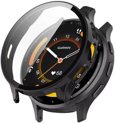 Защитен капак със стъклено стъкло за Garmin Venu 3S, черен