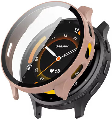 Защитен капак със стъклено стъкло за Garmin Venu 3S, розов