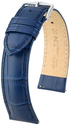 Тъмносиня кожена каишка Hirsch Duke S 01028380-2 (Teletina)