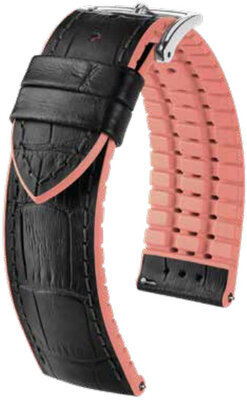 Каишка Hirsch Andy M 0922328150-1, черна, телешка кожа/естествен каучук, розова, лимитирана серия