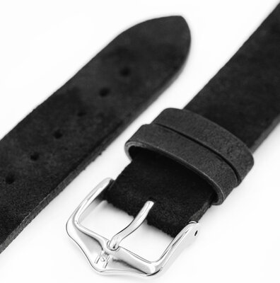 Кожена каишка Hirsch Serro L 05564050-2, черен, антилопска кожа, Limited Edition, дължина L, Quick Release
