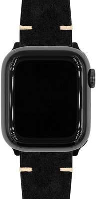Кожена каишка Hirsch Serro L 05564050-2, черен, антилопска кожа, Limited Edition, дължина L, Quick Release