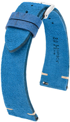 Кожена каишка Hirsch Serro L 05564080-2, синя, кожа от антилопа, лимитирана серия