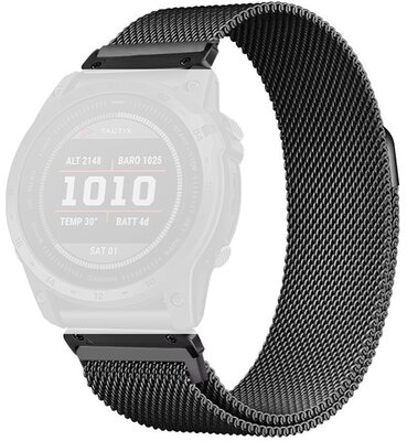 Стоманена гривна Ricardo 22mm (pro Garmin Fenix 8/7/6 (47mm), Epix 2 aj.), черен, QuickFit