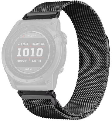 Стоманена гривна Ricardo 22mm (pro Garmin Fenix 8/7/6 (47mm), Epix 2 aj.), черен, QuickFit