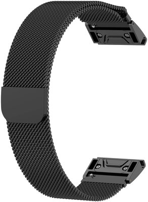 Ricardo стоманена гривна 26 мм (за Garmin Fenix 7X/6X/5X, Tactix и др.), черна, QuickFit