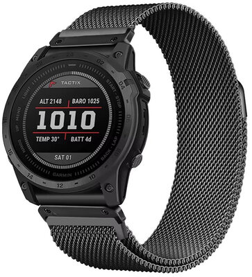 Стоманена гривна Ricardo 26mm (pro Garmin Fenix 8/7X/6X (51mm), Tactix aj.), черен, QuickFit