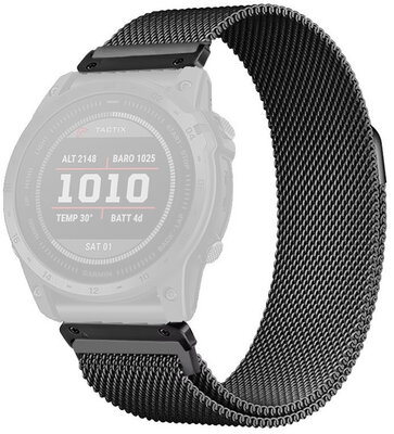 Стоманена гривна Ricardo 26mm (pro Garmin Fenix 8/7X/6X (51mm), Tactix aj.), черен, QuickFit