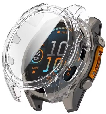 Защитен капак (за Garmin Fenix 8 AMOLED, 51mm), пластмасов, прозрачен + стъкло