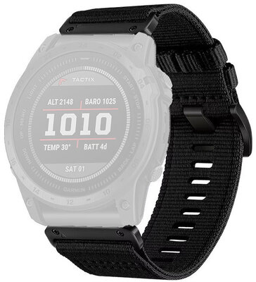 Текстилна каишка Ricardo 22mm (pro Garmin Fenix 8/7/6 (47mm), Epix 2 aj.), черен, QuickFit