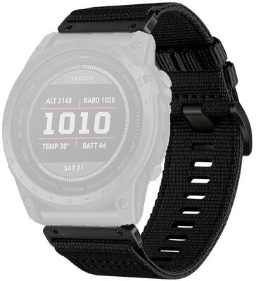 Текстилна каишка Ricardo 26mm (pro Garmin Fenix 8/7X/6X (51mm), Tactix aj.), черен, QuickFit