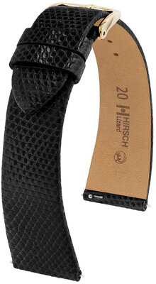 Кожена каишка Hirsch Lizard L 01866050-1, черна, гущерска кожа