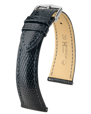 Кожена каишка Hirsch London L 04366050-2, черна, гущерска кожа, удължена дължина