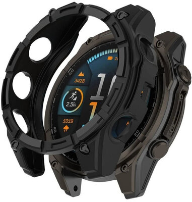 Защитен капак (за Garmin Fenix 8, 47 мм), силиконов, черен