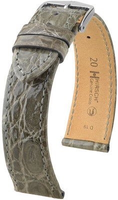 Кожена каишка Hirsch Genuine Croco 18900830-2, сив, крокодилска кожа, Quick Release