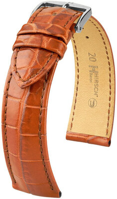 Кожена каишка Hirsch Baron L 08404079-2, оранжева, крокодилска кожа, дължина L