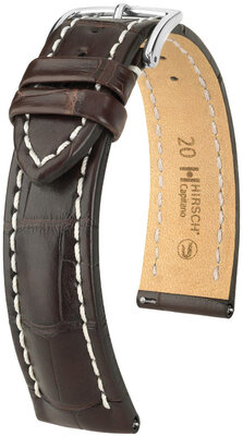 Кожена каишка Hirsch Capitano L 04807019-2, кафява, алигаторска кожа, дължина L, бързо освобождаване