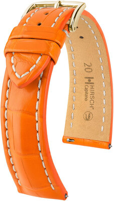 Кожена каишка Hirsch Capitano L 04807076-1, оранжева, алигаторска кожа, дължина L, бързо освобождаване