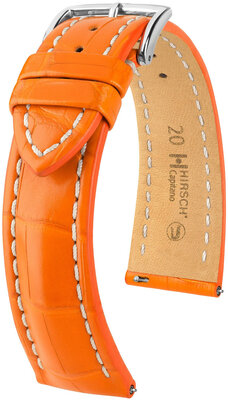 Кожена каишка Hirsch Capitano L 04807076-2, оранжева, алигаторска кожа, дължина L, бързо освобождаване