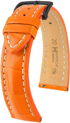 Кожена каишка Hirsch Capitano L 04807076-5, оранжева, алигаторска кожа, дължина L, бързо освобождаване