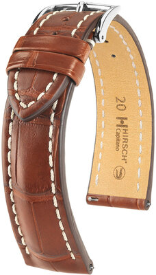 Кожена каишка Hirsch Capitano L 04807079-2, оранжева, алигаторска кожа, дължина L, бързо освобождаване