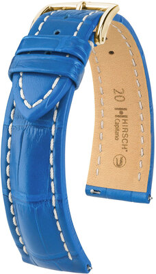 Кожена каишка Hirsch Capitano L 04807085-1, синя, алигаторска кожа, дължина L, бързо освобождаване