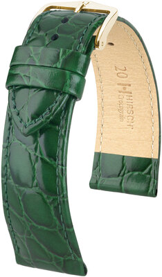 Кожена каишка Hirsch Crocograin 12302840NQ-1, зелен, телешка