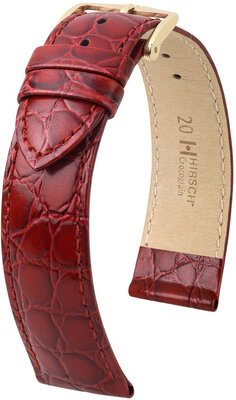 Кожена каишка Hirsch Crocograin 12302860NQ-1, червено, телешка
