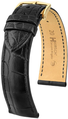 Кожена каишка Hirsch Genuine Alligator L 10220759NQ-1, черна, алигаторска кожа, дължина L