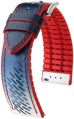 Кожена каишка Hirsch Soccer L 0922002080-2, синя, телешка кожа, дължина L, бързо освобождаване