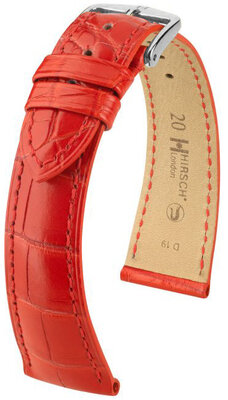 Кожена каишка Hirsch London 04307129-2, червено, кожа от алигатор, Quick Release