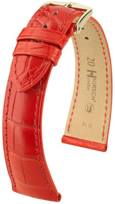 Кожена каишка Hirsch London 04307129-7, червено, кожа от алигатор, Quick Release