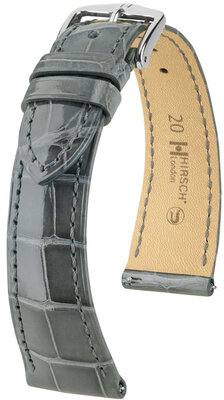 Кожена каишка Hirsch London 04307130-2, сив, кожа от алигатор, Quick Release