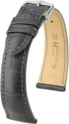 Кожена каишка Hirsch London 04307139-2, сив, кожа от алигатор, Quick Release