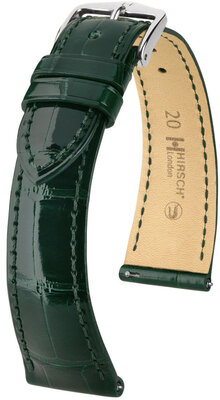 Кожена каишка Hirsch London 04307141-2, зелен, кожа от алигатор, Quick Release