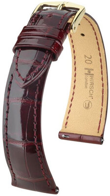 Кожена каишка Hirsch London 04307160-7, червено, кожа от алигатор, Quick Release