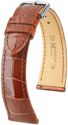 Кожена каишка Hirsch London 04307170-2, кафяв, кожа от алигатор, Quick Release