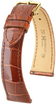 Кожена каишка Hirsch London 04307170-7, кафяв, кожа от алигатор, Quick Release