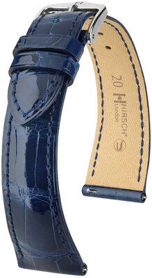 Кожена каишка Hirsch London 04307180-2, синьо, кожа от алигатор, Quick Release