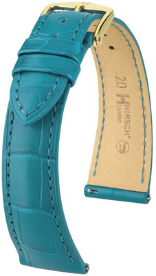 Кожена каишка Hirsch London 04307183-7, синьо, кожа от алигатор, Quick Release