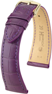 Кожена каишка Hirsch London 04307186-7, лилаво, кожа от алигатор, Quick Release