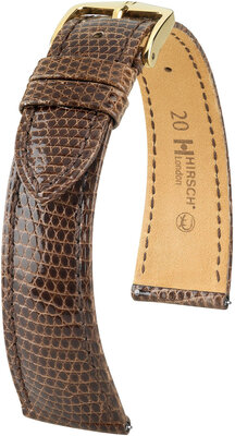 Кожена каишка Hirsch London 04366110-7, кафяв, кожа на гущер, Quick Release