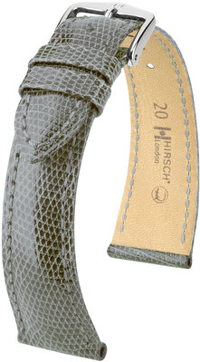 Кожена каишка Hirsch London 04366130-2, сив, кожа на гущер, Quick Release