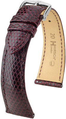 Кожена каишка Hirsch London 04366160-2, червено, кожа на гущер, Quick Release