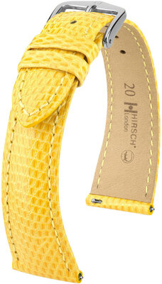 Кожена каишка Hirsch London L 04366072-2, жълта, гущерска кожа, дължина L, бързо освобождаване