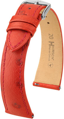 Кожена каишка Hirsch Massai Ostrich L 04362020-2, червена, щраусова кожа, дължина L, бързо освобождаване