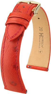 Кожена каишка Hirsch Massai Ostrich L 04362020-7, червена, щраусова кожа, дължина L, бързо освобождаване
