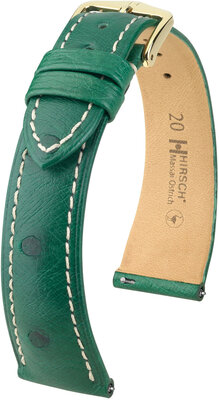 Кожена каишка Hirsch Massai Ostrich L 04362041-7, зелена, щраусова кожа, дължина L, бързо освобождаване