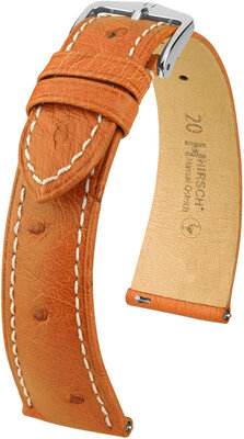 Кожена каишка Hirsch Massai Ostrich L 04362071-2, кафява, щраусова кожа, дължина L, бързо освобождаване