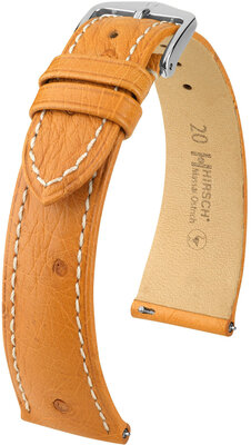 Кожена каишка Hirsch Massai Ostrich L 04362074-2, кафява, щраусова кожа, дължина L, бързо освобождаване